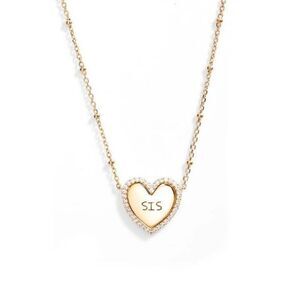 NADRI Sis Engraved Heart Pendant Necklace In Gold